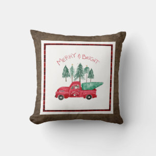 Rustic Merry Bright Pset Gnome Boerderij Red Truck Kussen