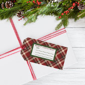 Rustic Merry Christmas Bell Red Green Gingham Cadeaulabel