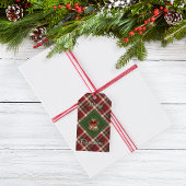 Rustic Merry Christmas Bell Red Green Gingham Cadeaulabel