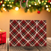 Rustic Merry Christmas Bell Red Green Gingham Groot Cadeauzakje