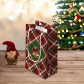 Rustic Merry Christmas Bell Red Green Gingham Klein Cadeauzakje