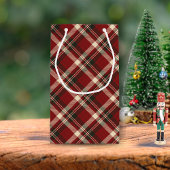 Rustic Merry Christmas Bell Red Green Gingham Klein Cadeauzakje