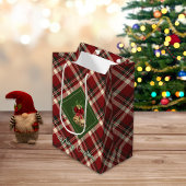 Rustic Merry Christmas Bell Red Green Gingham Medium Cadeauzakje
