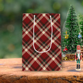 Rustic Merry Christmas Bell Red Green Gingham Medium Cadeauzakje