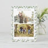 Rustic Merry Christmas Botanical 2 Foto Feestdagenkaart (Staand voorkant)