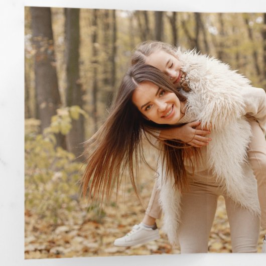 Rustic Merry Christmas Botanical Plaid 2 Foto Drieluik Kaart (Binnenzijde eerst)