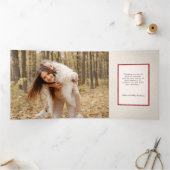 Rustic Merry Christmas Botanical Plaid 2 Foto Drieluik Kaart (Binnen)