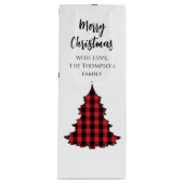 Rustic Merry Christmas Buffalo Check Aangepast Wijn Cadeautas (Voorkant)