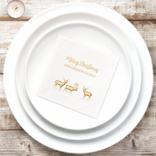Rustic Merry Christmas familienaam hert Folie Servetten