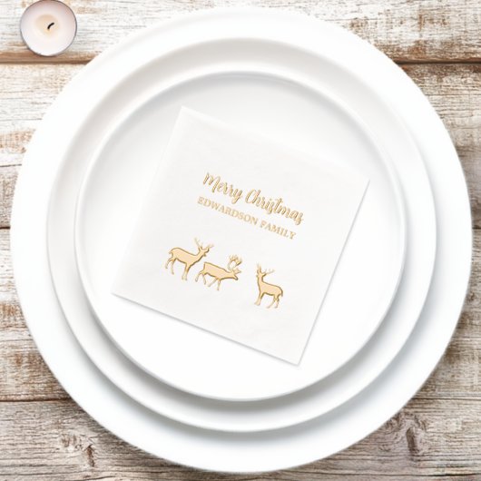 Rustic Merry Christmas familienaam hert Folie Servetten (Insitu)