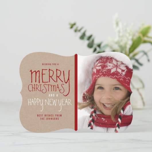 RUSTIC MERRY CHRISTMAS | HOLIDAIRE FOTOKAART FEESTDAGENKAART (Staand voorkant)