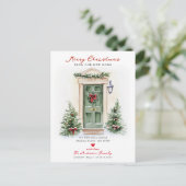 Rustic Merry Christmas New Home Card Aankondigingskaart (Staand voorkant)