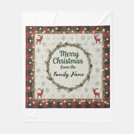 Rustic Merry Christmas Personalized Holiday  Fleece Deken (Voorkant)