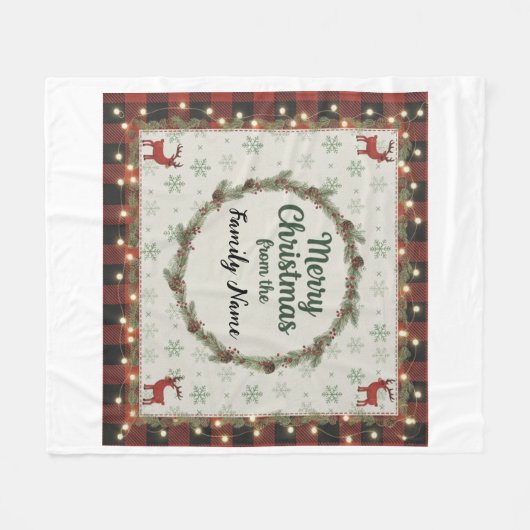 Rustic Merry Christmas Personalized Holiday Fleece Deken (Voorkant (Horizontaal))