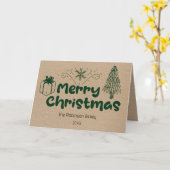 Rustic Merry Christmas Personalized Kaart (Gele Bloem)