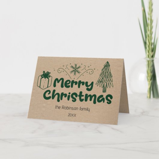 Rustic Merry Christmas Personalized Kaart (Voorkant)