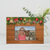 Rustic Merry Christmas Photo Card – Customizable Feestdagenkaart (Staand voorkant)
