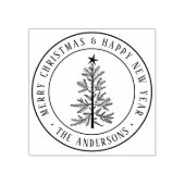 Rustic Merry Christmas Pine Tree Rubberstempel (Afrduk)
