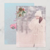 Rustic Merry Christmas Pink Truck One Foto Feestdagenkaart (Voorkant / Achterkant)