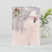 Rustic Merry Christmas Pink Truck One Foto Feestdagenkaart (Staand voorkant)