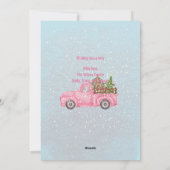 Rustic Merry Christmas Pink Truck One Foto Feestdagenkaart (Achterkant)