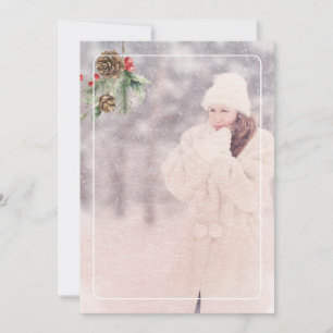 Rustic Merry Christmas Pink Truck One Foto Feestdagenkaart