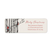 Rustic Merry Christmas Red Cardinal Return Address Etiket (Voorkant)