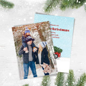 Rustic Merry Christmas Red Truck One Foto Feestdagenkaart