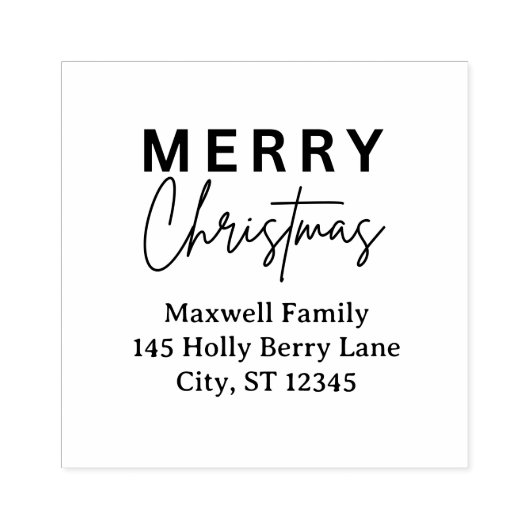 Rustic Merry Christmas Retouradres Rubberstempel (Afrduk)