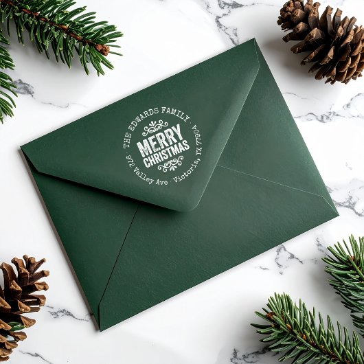 Rustic Merry Christmas Return Address Rubberstempel