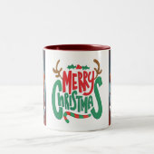 Rustic Merry Christmas Santa Cause Tweekleurige Koffiemok (Center)