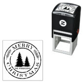 Rustic Merry Christmas Tree Aangepast adres Zelfinktende Stempel (In situ)