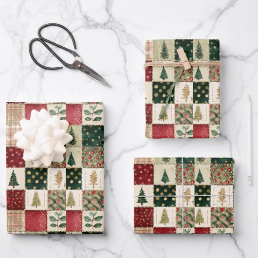 Rustic Merry Christmas Tree Holiday Wrapping Paper (Voorkant)