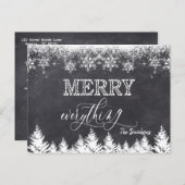 Rustic Merry Everything Krijtbord Typografie Aankondigingskaart (Voorkant / Achterkant)