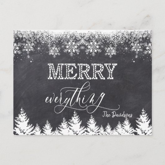 Rustic Merry Everything Krijtbord Typografie Aankondigingskaart (Voorkant)