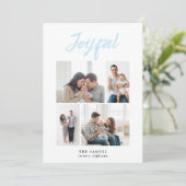 Rustic Merry Four Familie Foto Collage Wit Feestdagenkaart (Staand voorkant)