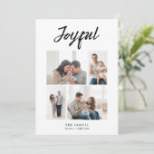 Rustic Merry Four Familie Foto Collage Wit Feestdagenkaart (Staand voorkant)