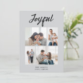 Rustic Merry Four Family Photo Collage Ash Feestdagenkaart (Staand voorkant)