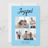 Rustic Merry Four Family Photo Collage Pest Feestdagenkaart (Voorkant)