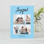 Rustic Merry Four Family Photo Collage Pest Feestdagenkaart (Staand voorkant)