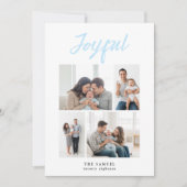 Rustic Merry Four Family Photo Collage White Feestdagenkaart (Voorkant)