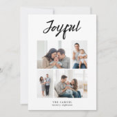 Rustic Merry Four Family Photo Collage White Feestdagenkaart (Voorkant)