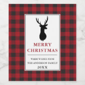 Rustic Merry kerst Deer Red Pset Wijn Etiket (Enkel label)