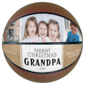 Rustic Merry kerst Grandpa 3 Foto collage Basketbal (Voorkant)
