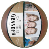 Rustic Merry kerst Grandpa 3 Foto collage Basketbal (Verticaal)