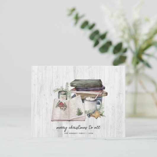 Rustic Merry kerst Greenery Simple Feestdagenkaart (Staand voorkant)