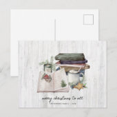 Rustic Merry kerst Greenery Simple Feestdagenkaart (Voorkant / Achterkant)