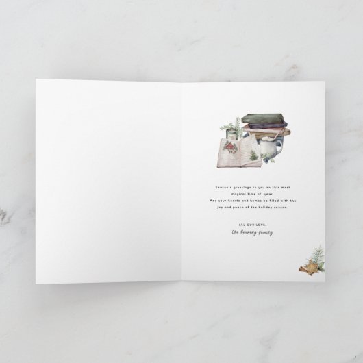 Rustic Merry kerst Greenery Simple Holiday Kaart (Binnen)