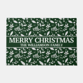 Rustic Merry kerst Holly Berries Star Festive Deurmat (Voorkant)