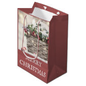 Rustic Merry kerst Holly Berry Basket Medium Cadeauzakje (Voorkant Gekanteld)